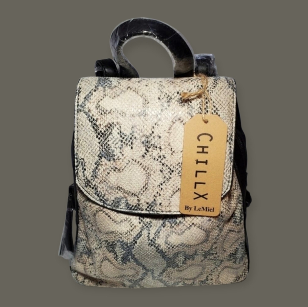 Python Snake Pattern Backpack Purse by Le Miel - Picture 6 of 6